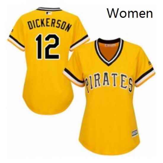 Womens Majestic Pittsburgh Pirates 12 Corey Dickerson Authentic Gold Alternate Cool Base MLB Jersey